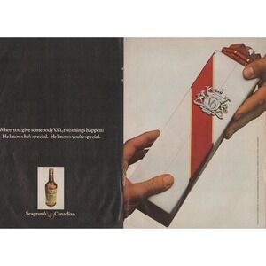 Vintage 1969 Seagram's VO Canadian Whisky Print Ad Holiday Gift Box Christmas